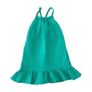 Cat & Jack Teal Ruffled Hem Textured Cotton Spaghetti Strap Dress | Girls 3T